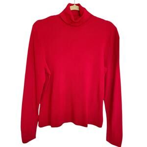 Worthington Red Rib Knit Turtleneck Size Large Closet Staple Fall Winter Career